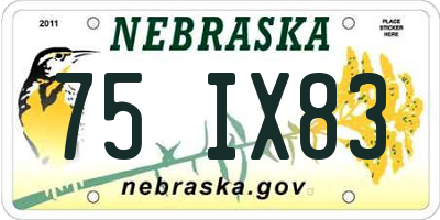 NE license plate 75IX83
