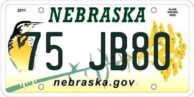 NE license plate 75JB80