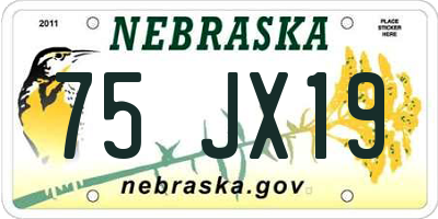 NE license plate 75JX19