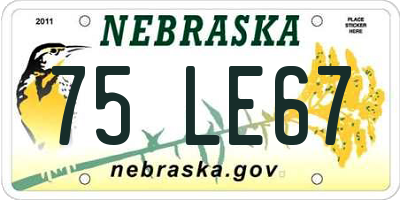 NE license plate 75LE67