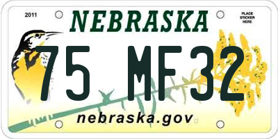 NE license plate 75MF32