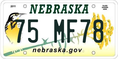 NE license plate 75MF78