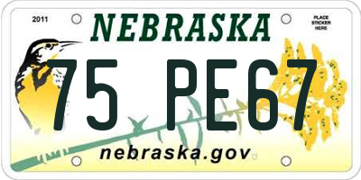 NE license plate 75PE67