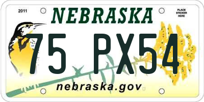 NE license plate 75PX54
