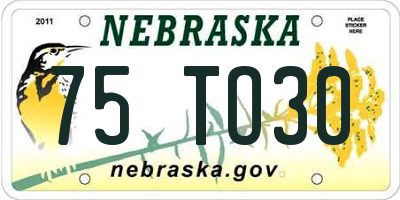NE license plate 75TO30