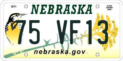 NE license plate 75VF13