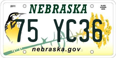 NE license plate 75YC36