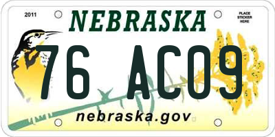 NE license plate 76AC09