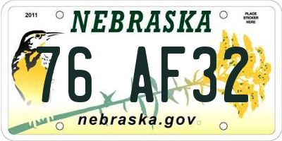 NE license plate 76AF32