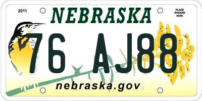 NE license plate 76AJ88