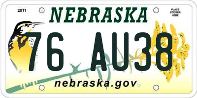 NE license plate 76AU38