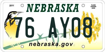 NE license plate 76AY08
