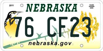 NE license plate 76CF23