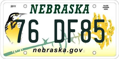 NE license plate 76DF85