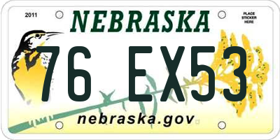 NE license plate 76EX53
