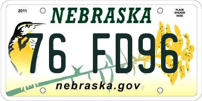 NE license plate 76FD96
