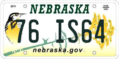 NE license plate 76IS64