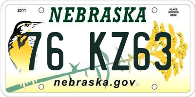 NE license plate 76KZ63