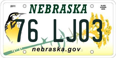NE license plate 76LJ03