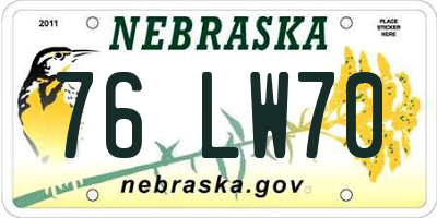 NE license plate 76LW70