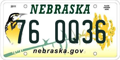 NE license plate 76OQ36