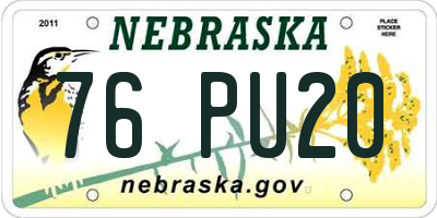 NE license plate 76PU20