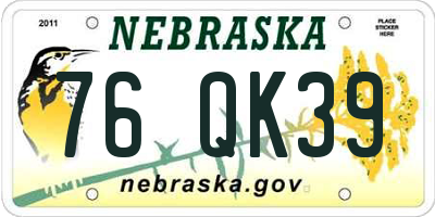NE license plate 76QK39
