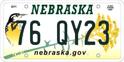 NE license plate 76QY23
