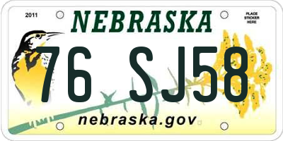 NE license plate 76SJ58