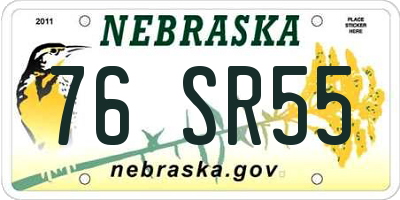 NE license plate 76SR55