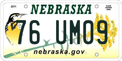 NE license plate 76UM09