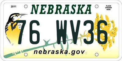 NE license plate 76WV36