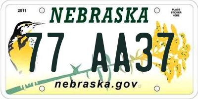 NE license plate 77AA37