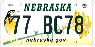 NE license plate 77BC78