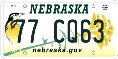 NE license plate 77CQ63