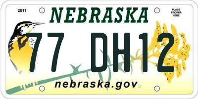 NE license plate 77DH12