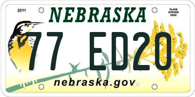 NE license plate 77ED20