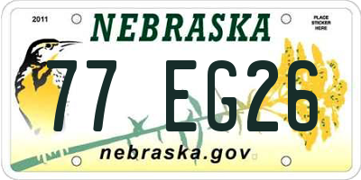 NE license plate 77EG26