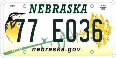 NE license plate 77EO36