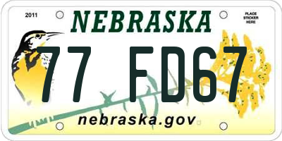 NE license plate 77FD67