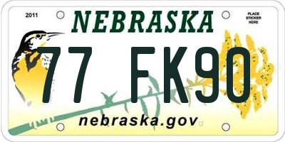 NE license plate 77FK90