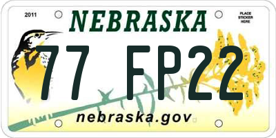 NE license plate 77FP22