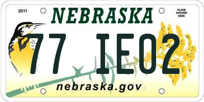 NE license plate 77IE02