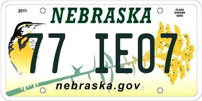 NE license plate 77IE07