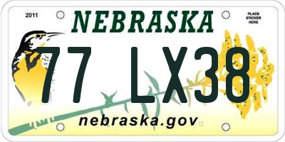 NE license plate 77LX38