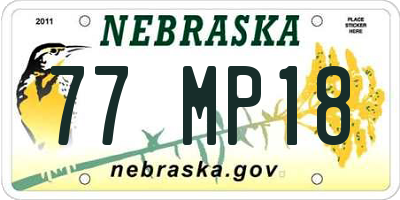 NE license plate 77MP18