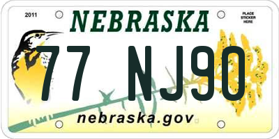 NE license plate 77NJ90