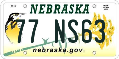 NE license plate 77NS63