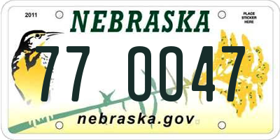 NE license plate 77OO47