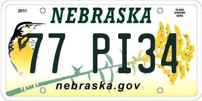 NE license plate 77PI34
